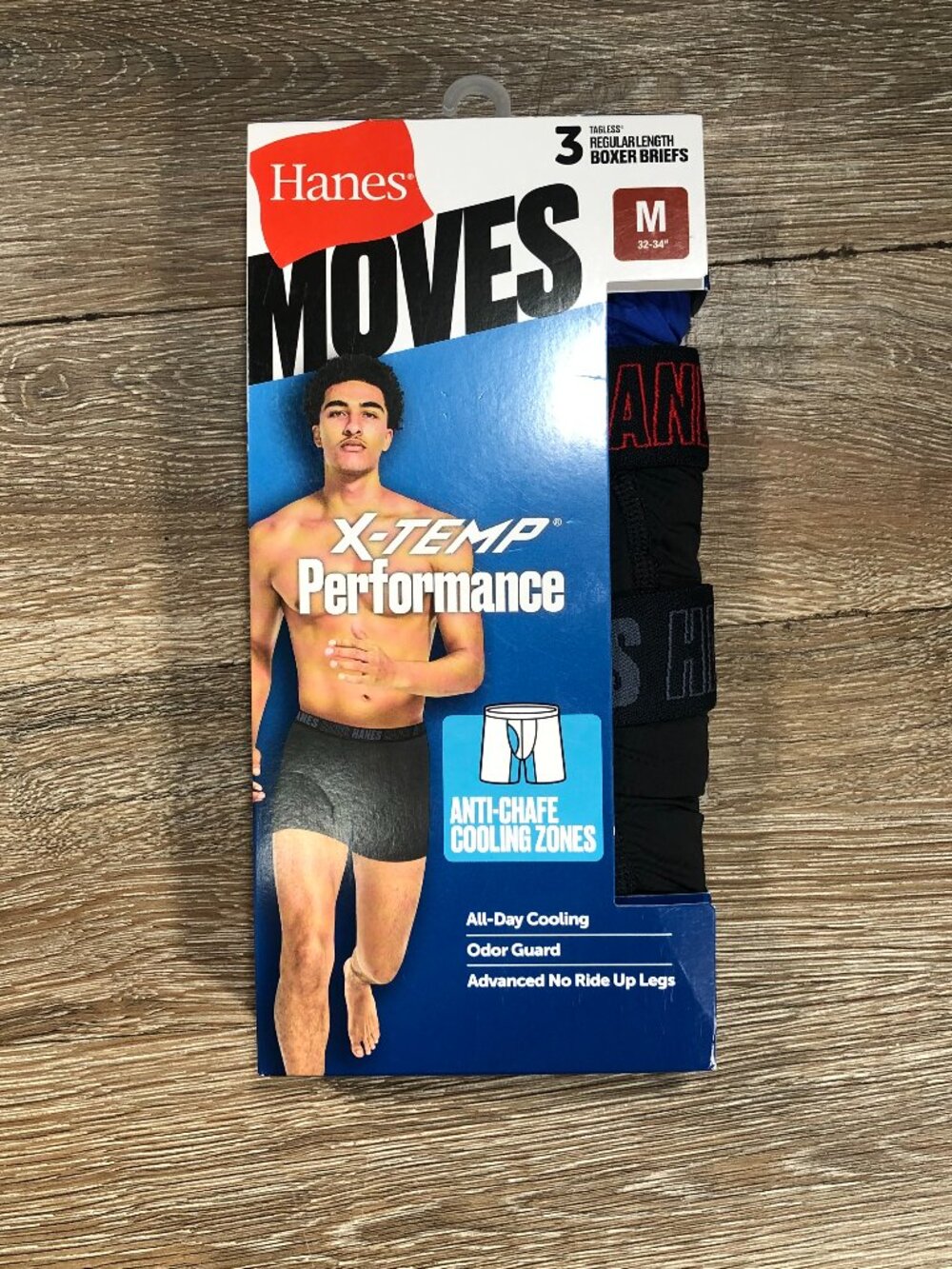 Hanes Moves X-Temp Men's 3-Pack Boxer Briefs Regular Medium (32-34") Colors NEW